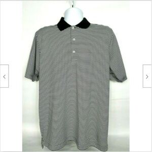 F & G Tech Men's Golf Polo Black White Large